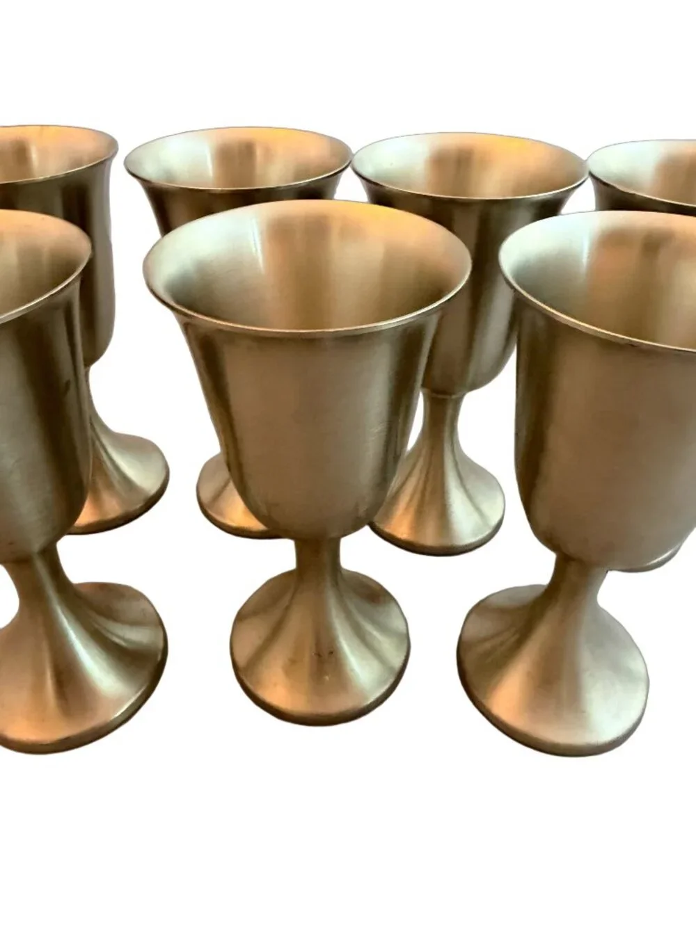 Web Pewter Set of 8 Goblets Cups Vintage Barware Drinkware Tableware Water